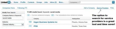 LinkedIn Search for Service Providers