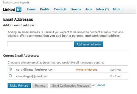 Primary and secondary email addresses