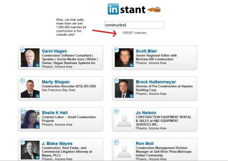An instant search of your 1st connections on LinkedIn