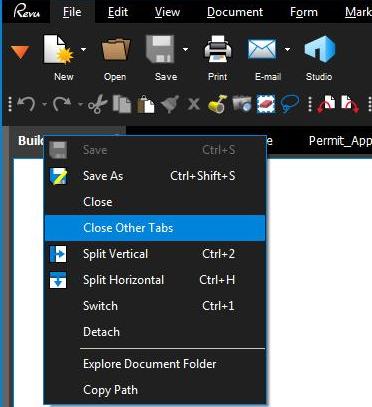 Close multiple files in Bluebeam Quickly