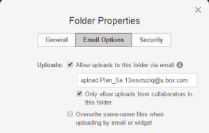 Enable email to a Folder in Box